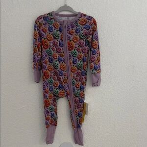 NWT-Halloween Pumpkin Print double zip One Piece- size 9-12months